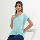 Women's Light Aqua Blue Notch Neck Printed Kurti, Aqua, small image number null