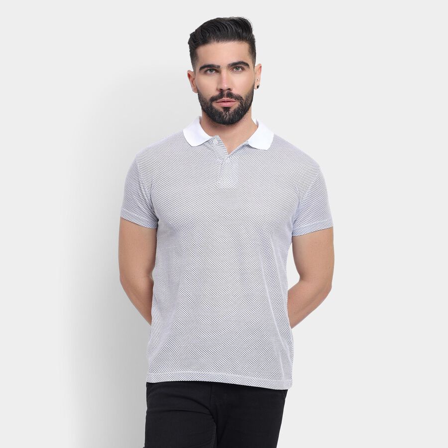 Men's Collared Half Sleeves T-Shirt, White, large