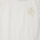 Girls White Round Neck Regular T-Shirt, सफ़ेद, small