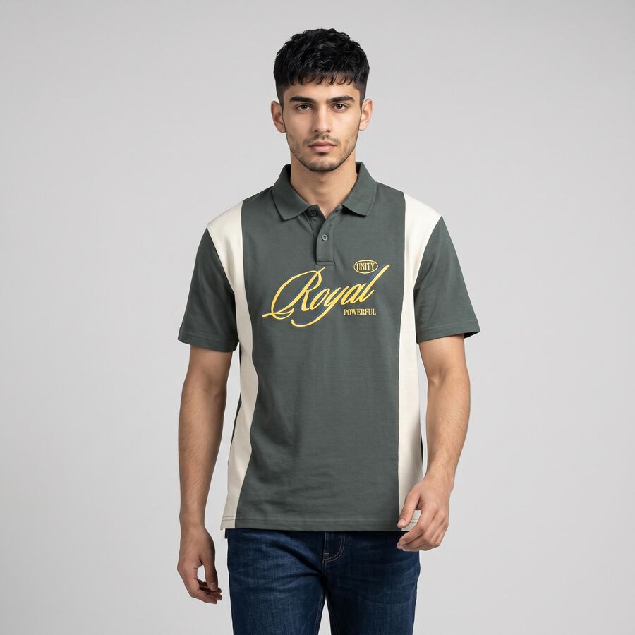 Men Light Green Polo Neck Polo T-Shirt, Light Green, large