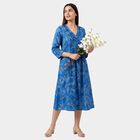 Women's Midnight Blue Round Neck Classic Kurta, मध्यम नीला, small
