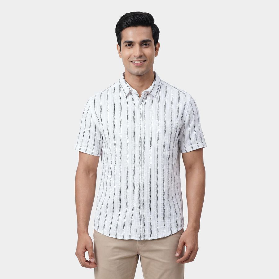 Men's White Spread Collar Classic Shirt, White, large