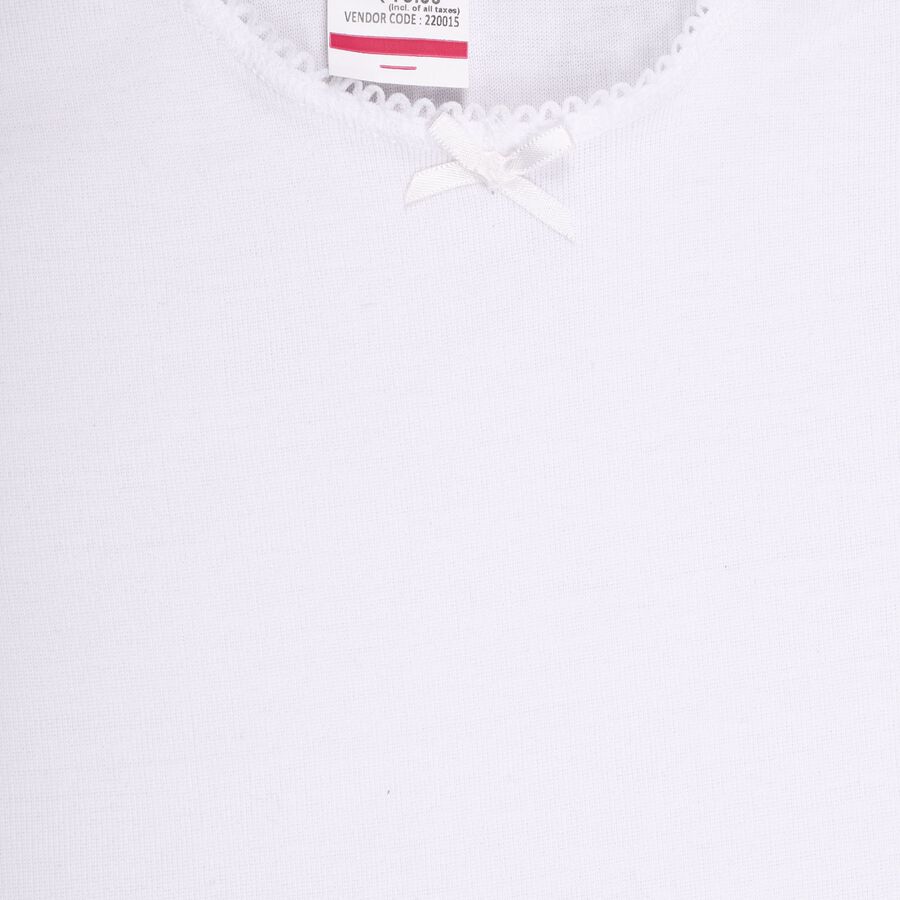 Girls' 100% Cotton Vest, सफ़ेद, large image number null