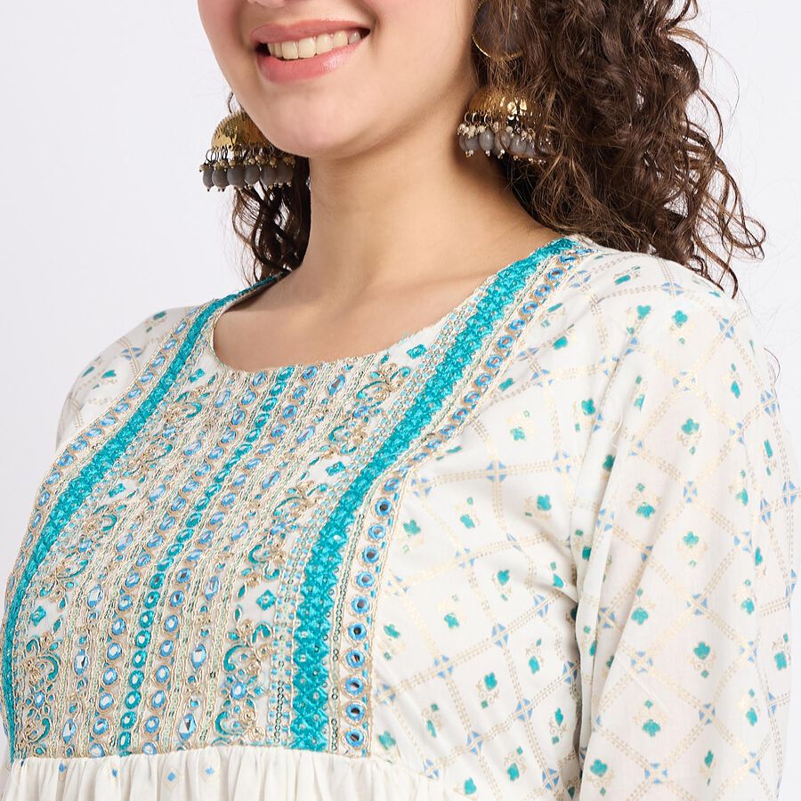 Ladies' 100% Cotton Kurta, Aqua, large image number null