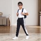 Boys' Navy Blue Jogger Fit Camo Side Panel Pyjama, Navy Blue, small