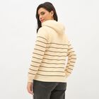Women's Soft Beige Hooded Neck Casual Sweatshirt, ऑफ व्हाइट, small image number null