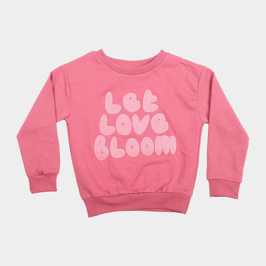 Girls Purple Crew Neck Pullover Sweatshirt, Purple, large