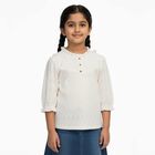 Girls' Off-White Round Neck Romantic T-Shirt, ऑफ व्हाइट, small