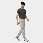 Men's Grey Regular Fit Cargo Track Pants, हल्का ग्रे, small