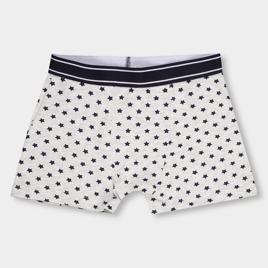 Boys' Soft White Regular Fit Star Print Briefs, मिश्रित हल्का ग्रे, large image number null