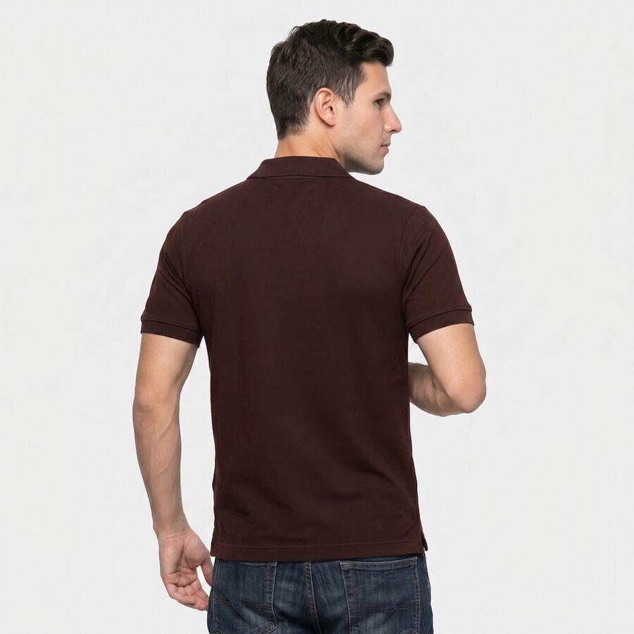 Men Brown Polo Neck Polo T-Shirt, भूरा, large