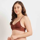 Half Lace Padded Bra, Brown, small image number null