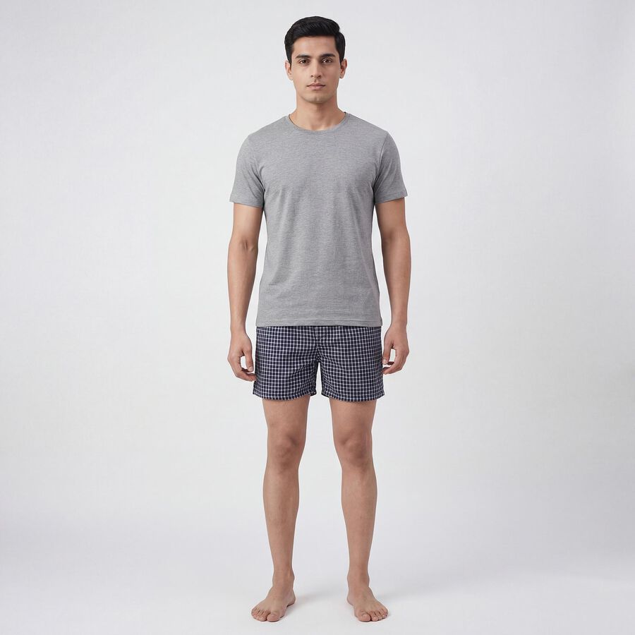 Men's Navy Blue Regular Fit Solid Boxers, नेवी ब्लू, large