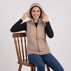 Women's Beige Hooded Puffer Jacket, गहरा पीला, small