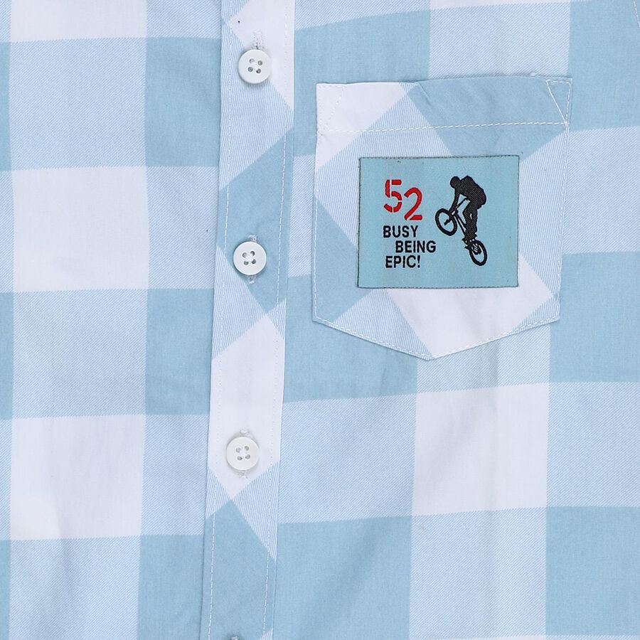 Boys Light Blue Cotton Half Sleeve Classic Casual Shirt, Light Blue, large image number null