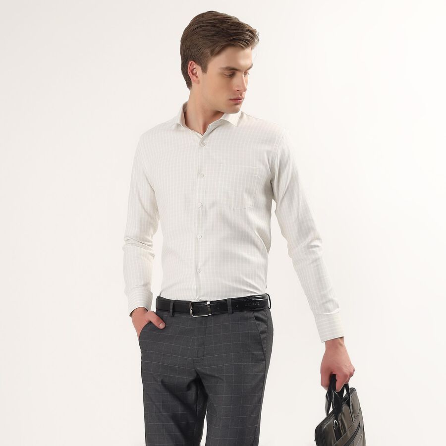 Men's Light Green Spread Collar Classic Formal Shirt, हल्का हरा, large