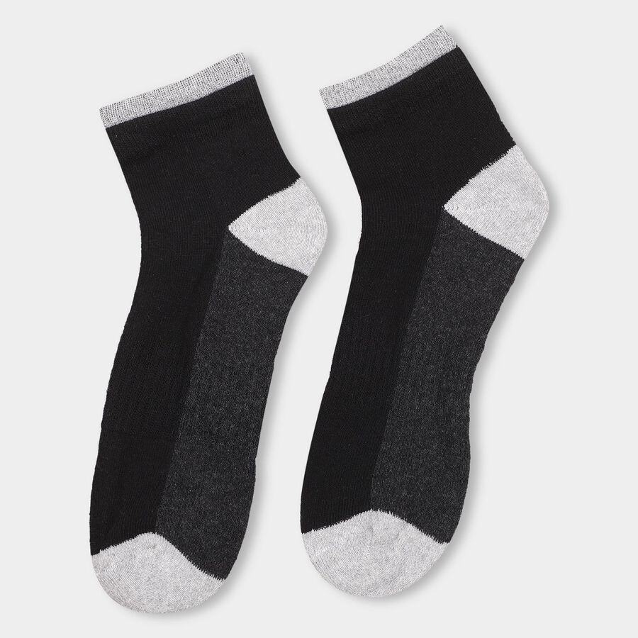 Men's Color-Blocked Sports Socks, काला, large image number null