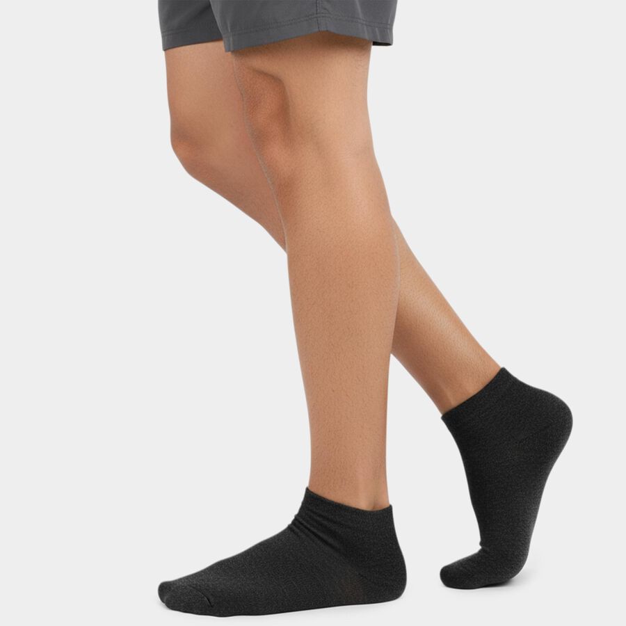 Men's Ankle Length Pack of 3 Socks ( Grey, White, Black ), Black, large