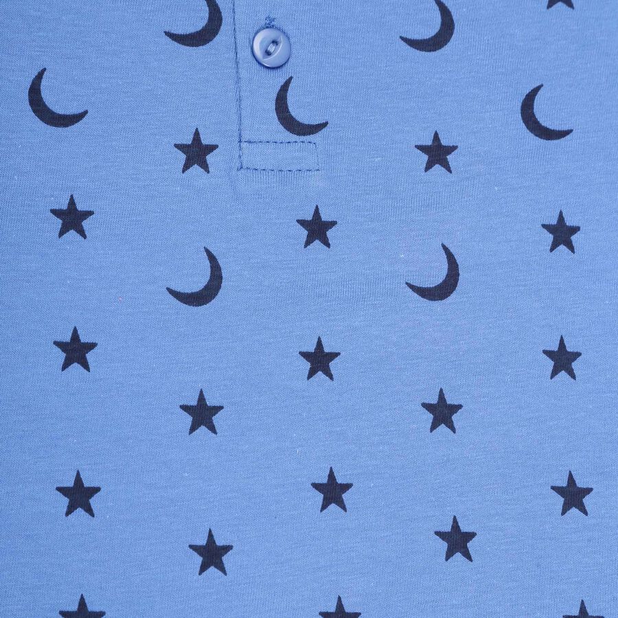 Infants Cotton Printed Night Suit, Royal Blue, large image number null