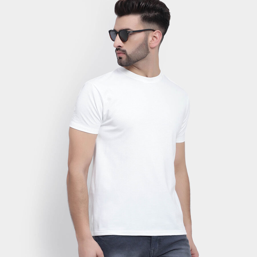 Solid Round Neck T-Shirt, White, large image number null