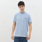Men's Light Steel Blue Round Neck Casual T-Shirt, Sky Blue, small