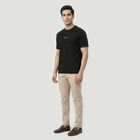 Men's Black Round Neck Regular T-Shirt, काला, small