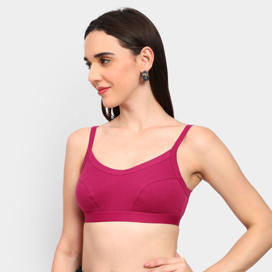 Ladies' 100% Cotton Bra , वाइन, large image number null