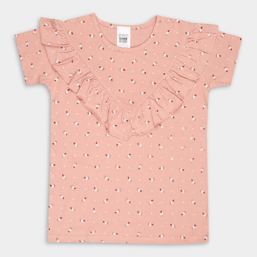 Girls' Cotton T-Shirt, Pink, large image number null