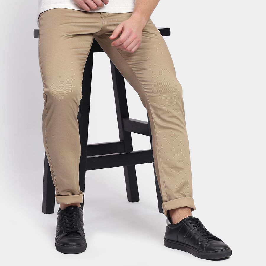 Men's Slim Fit Casual Trousers, गहरा पीला, large image number null