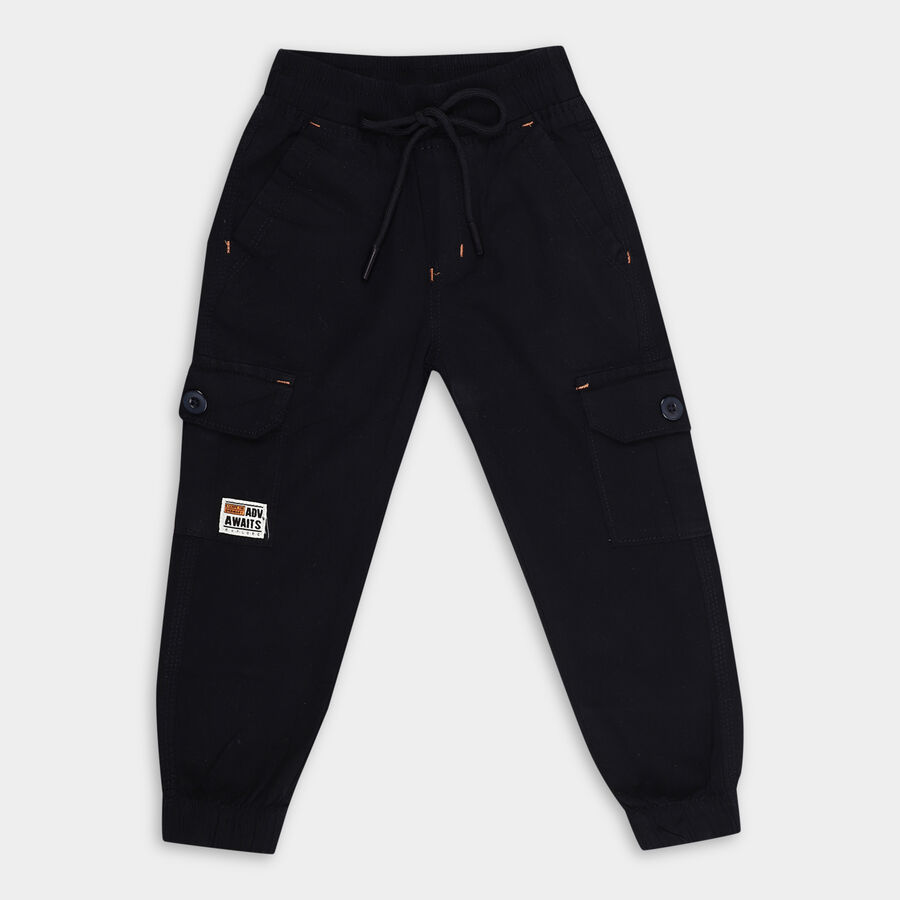 Boys' 100% Cotton Trousers, Navy Blue, large image number null