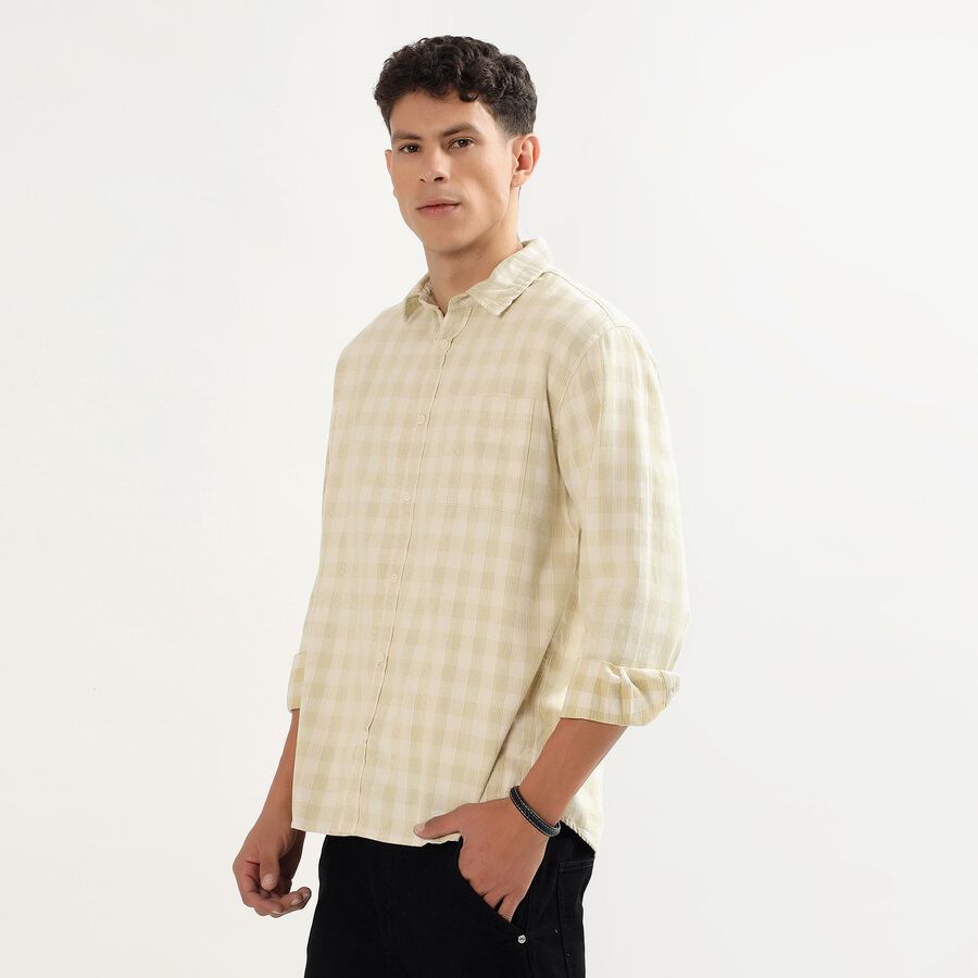 Men's Light Green Cotton Regular Collar Casual Shirt, Light Green, large image number null