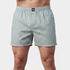 Men's Green Classic Fit Striped Boxers, Dark Green, small