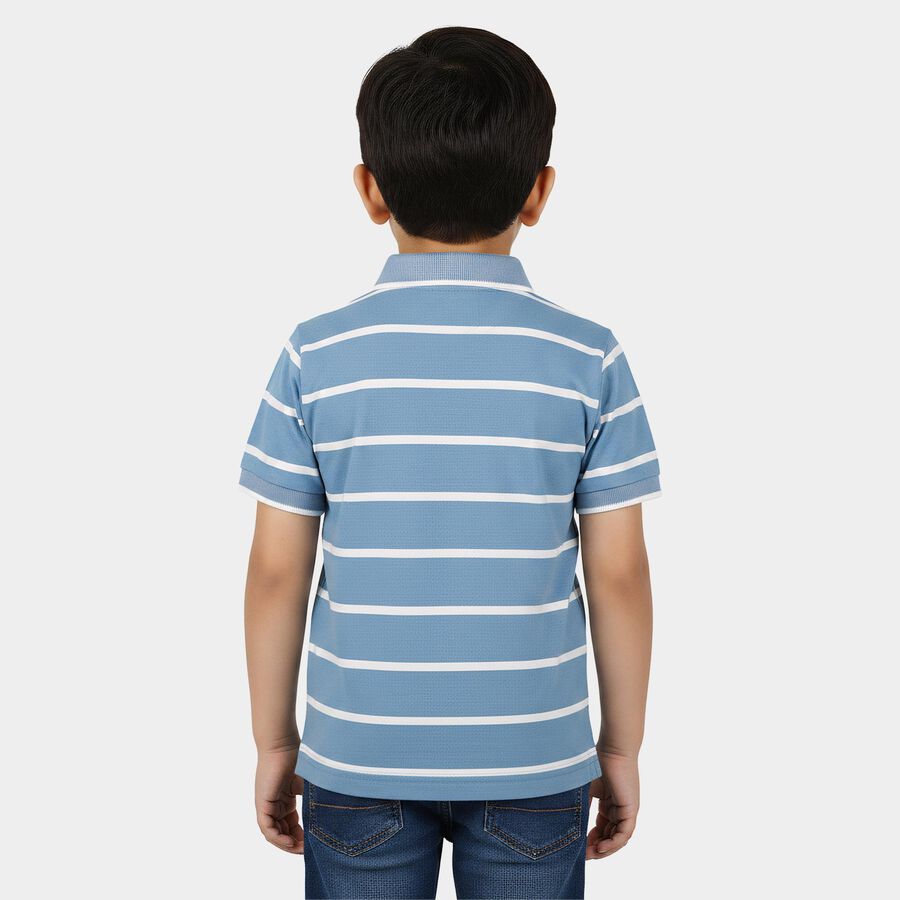 Boys Light Blue Cotton Polo Neck Casual T-Shirt, Light Blue, large