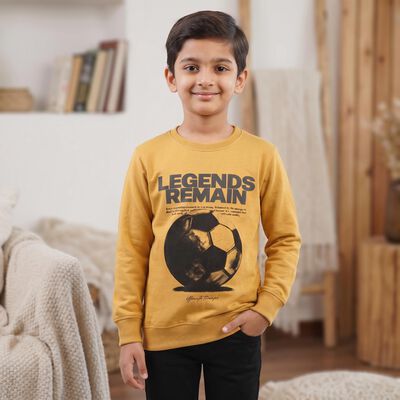 Boys' Yellow Round Neck Pullover Sweatshirt