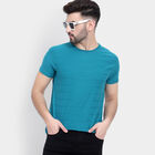 Solid Round Neck T-Shirt, टील ब्लू, small image number null