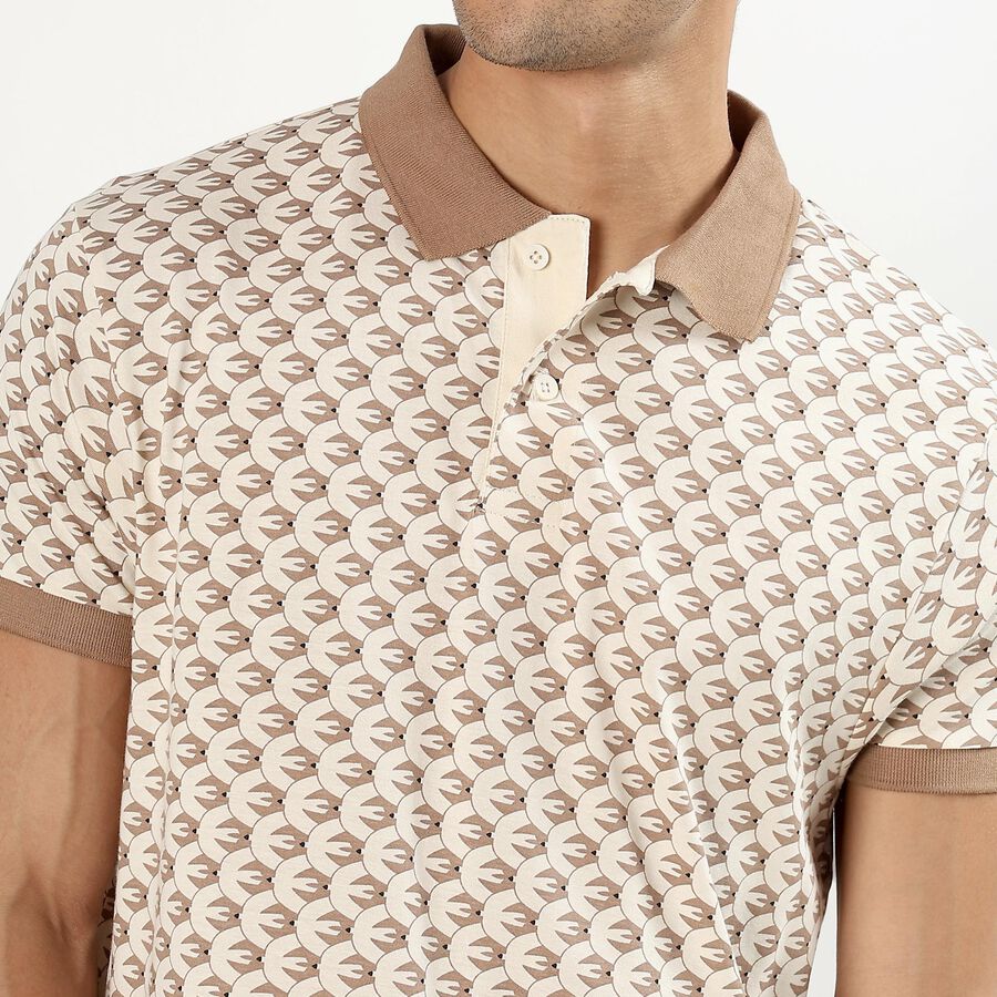 Men's 100% Cotton Collared Half Sleeves T-Shirt , एक्रू मिश्रित, large image number null
