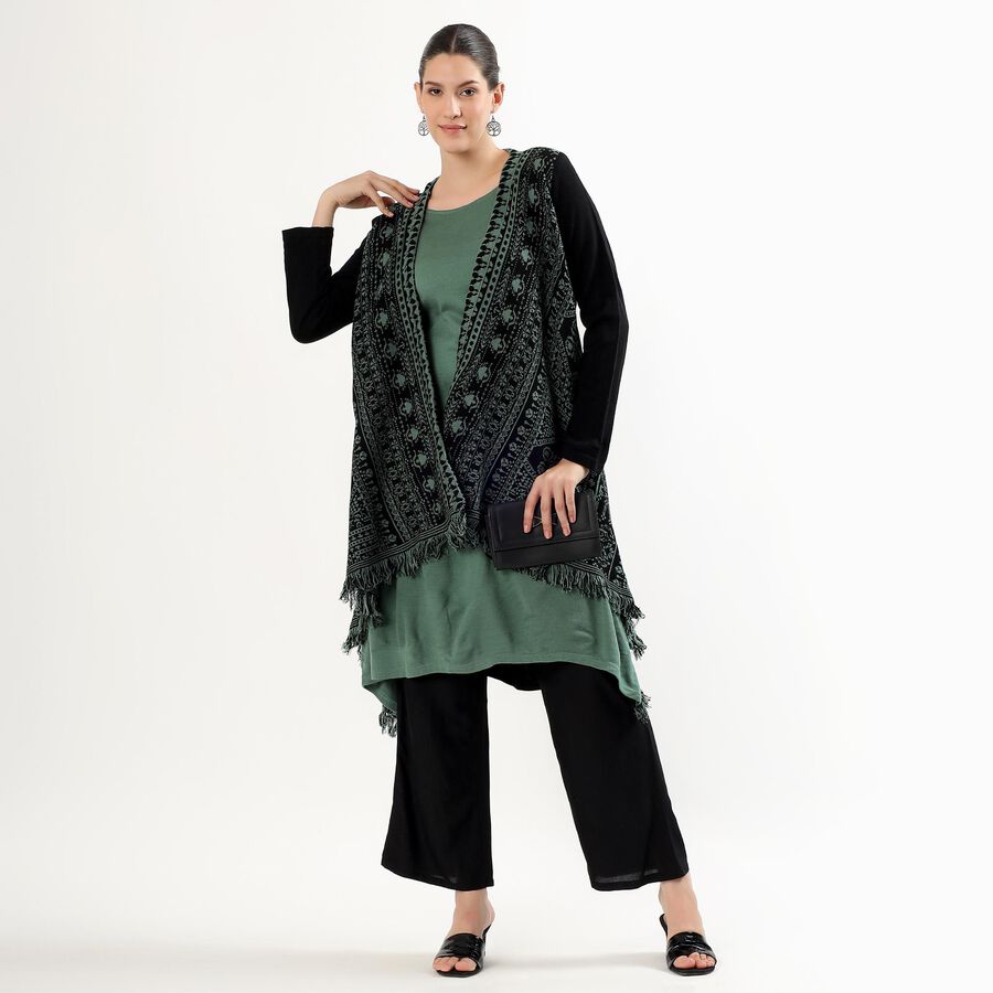 Women's Muted Sage Green Round Neck Minimalist Kurta, हल्का हरा, large image number null