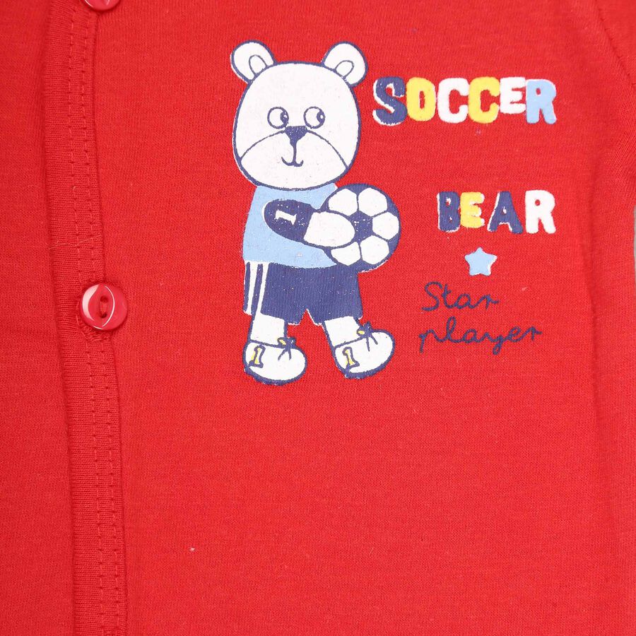Infants Cotton T-Shirt, Red, large image number null