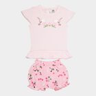 Infants Yellow Hippo Cotton Round Neck Shorts Set, Pink, small image number null