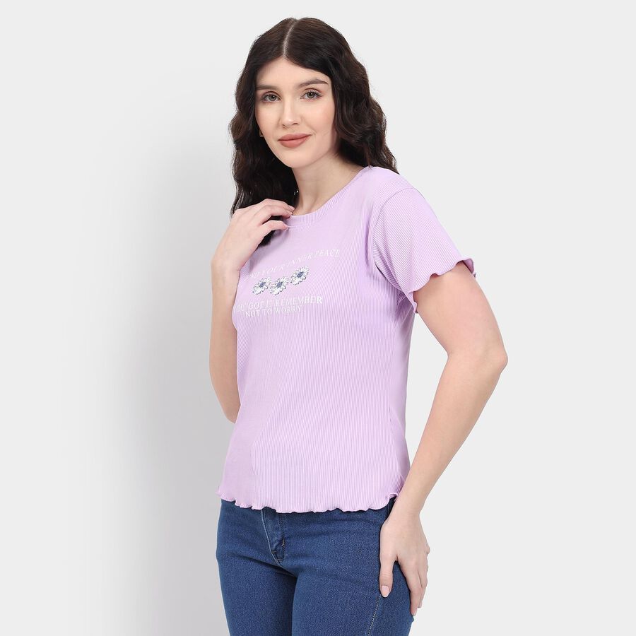 Ladies' Round Neck T-Shirt , लाइलेक, large