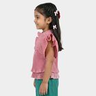 Girls Pink High Neck Romantic T-Shirt, गुलाबी, small