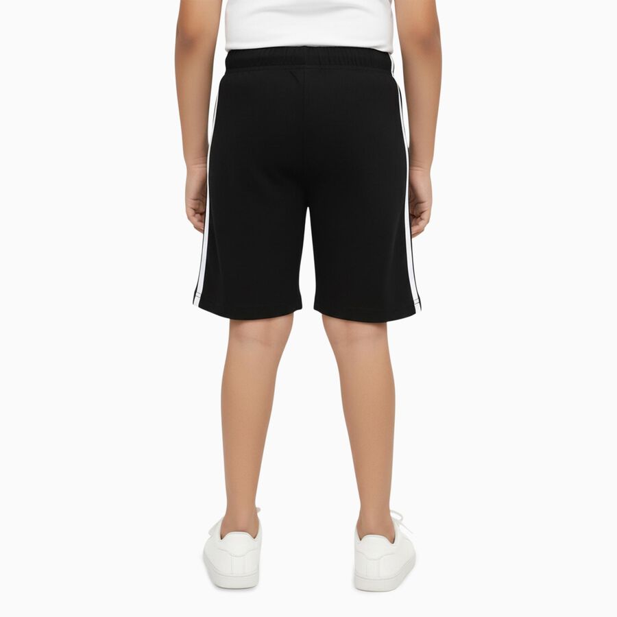 Boys Jet Black Graphic Printed Elastic Waist Bermuda Shorts, Black, large