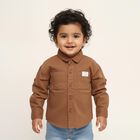 Infants Warm Chestnut Brown Cotton Classic Collar Casual Shirt, Beige, small image number null
