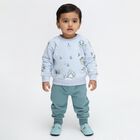 Infants' Light Blue Round Neck Cartoon Print Baba Suit, हल्का नीला, small image number null