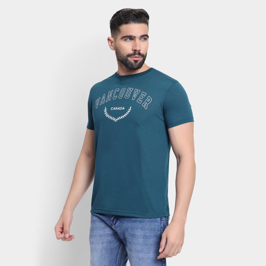 Men's Round Neck Half Sleeves T-Shirt , Teal Blue, large image number null