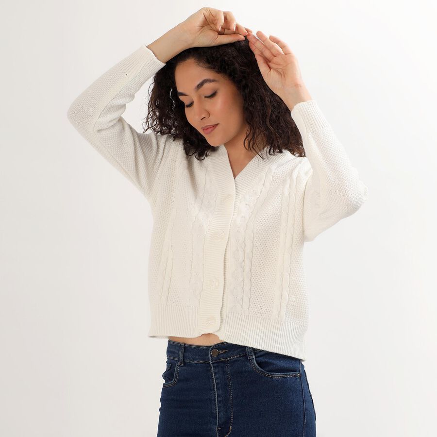 Ladies' Cardigan, White, large image number null