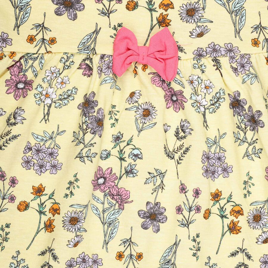 Girls Cotton Frock, Yellow, large image number null