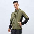 Men's Muted Olive Green Hooded Athleisure Jacket, Light Green, small image number null