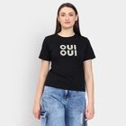 Ladies' 100% Cotton Round Neck T-Shirt, Black, small