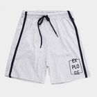 Boys' Grey Regular Fit Bermuda Shorts, Ecru Melange, small